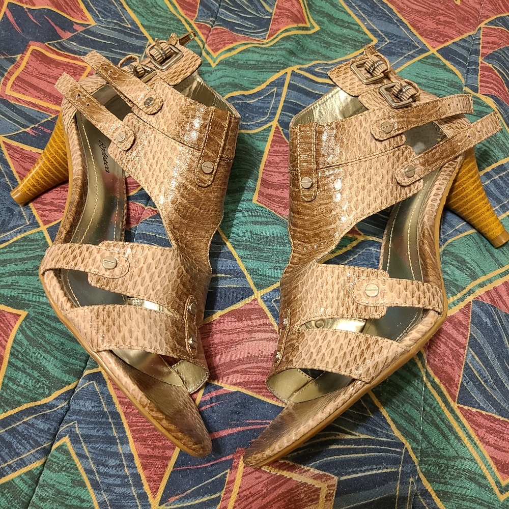 Style & Co. tan or champagne color snake skin heels